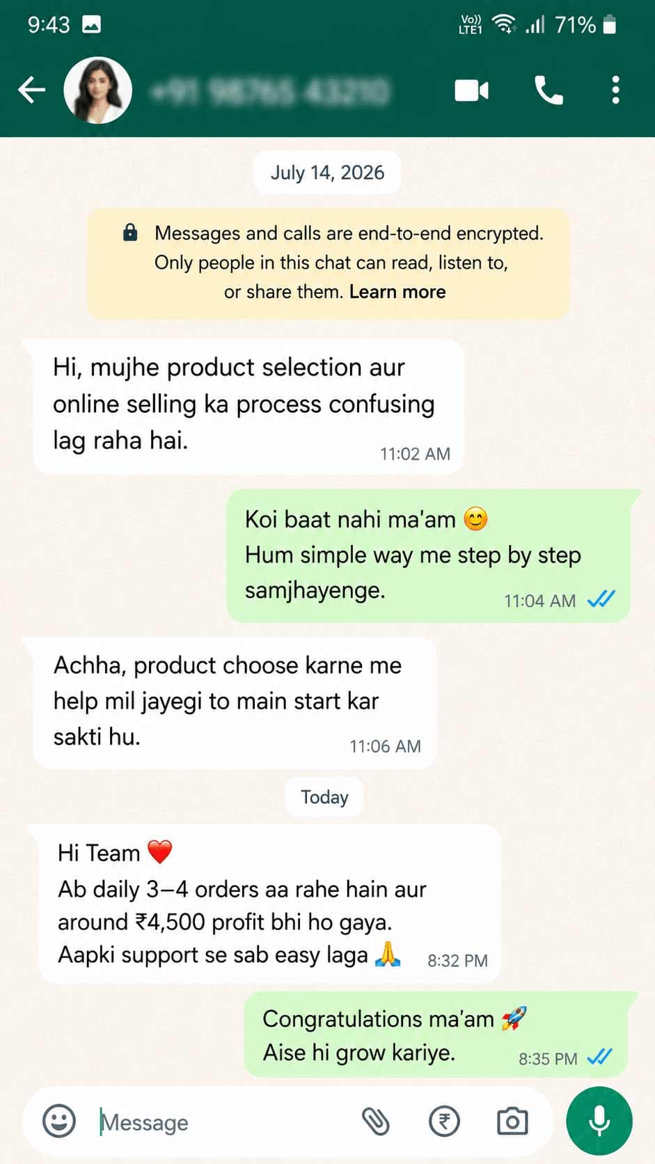WhatsApp customer review 5