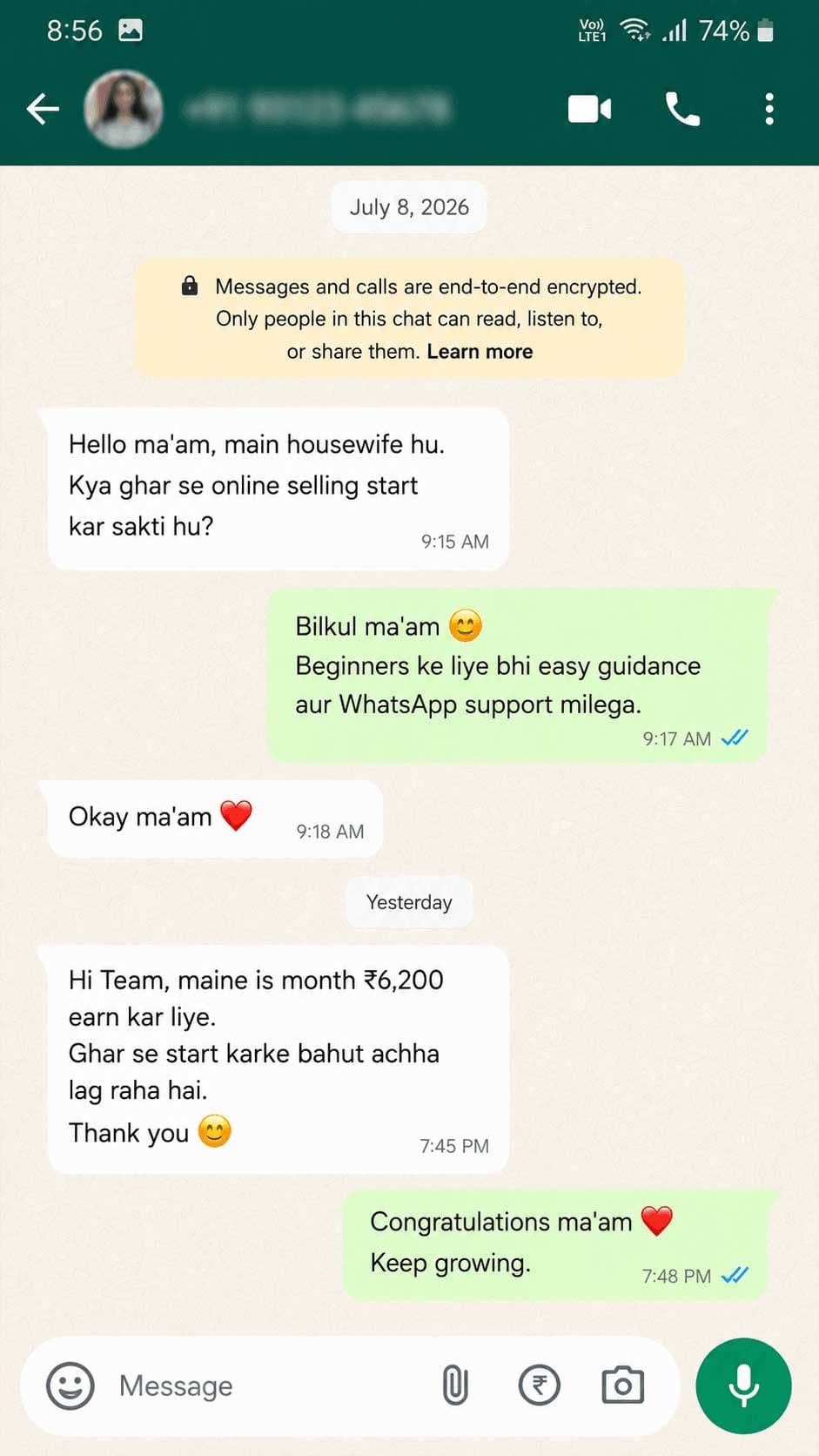 WhatsApp customer review 2